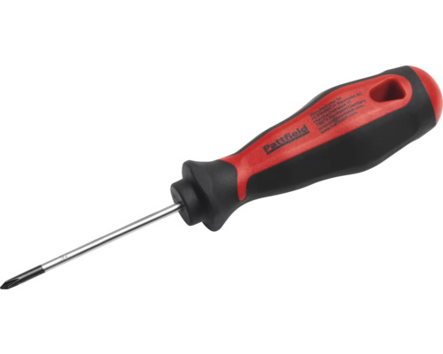Șurubelniță în cruce Pattfield în roșu și negru cu mâner ergonomic multicomponent și tijă din oțel.