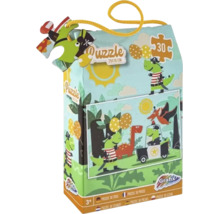 Puzzle pentru copii Grafix 30 piese, motiv dinozauri, dimensiune 29 pe 18 centimetri, cu șnur de transport, de la 3 ani.