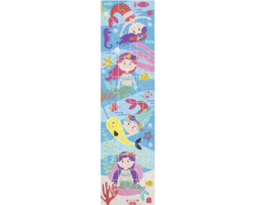 Puzzle vertical pentru copii cu sirene, căluți de mare și un narval într-o lume subacvatică.