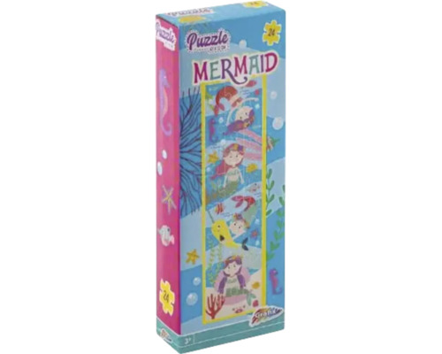 Puzzle pentru copii Mermaid cu 24 de piese de la Grafix, motiv sirene și lume subacvatică, dimensiuni 42 pe 12 centimetri.