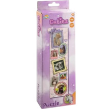 Puzzle Cutiez cu 48 de piese, reprezentând diverse pui de animale în rame, adecvat pentru copii începând cu vârsta de 3 ani.
