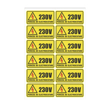 Stickere de avertizare 230 Volt, avertizare tensiune electrică, pericol de electrocutare.