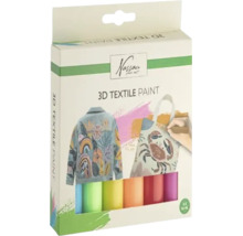 Set vopsea textilă 3D Nassau Fine Art, 6 tuburi de 30 mililitri fiecare, pentru decorarea materialelor textile, cum ar fi jachete și genți.