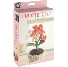 Set de croșetat Craft ID pentru flori roz în ghiveci inclusiv fir și accesorii