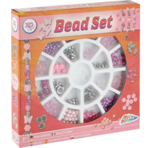 Set de mărgele pentru crearea brățărilor cu diverse mărgele și talismane într-o cutie de sortare rotundă.