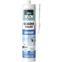 Silicon sanitar Bison, alb, Bison Logo, rezistent la mucegai, rezistent la duș după 2 ore, pentru baie și bucătărie, garanție 15 ani.