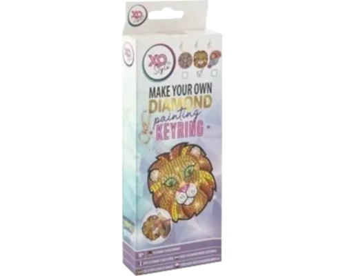 Set pentru crearea unui breloc Diamond Painting XO Style cu motiv de leu.
