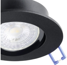 Spot LED încorporabil negru mat cu lentilă structurată și clemă de montare.