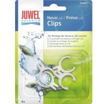 Clipsuri Juwel NovoLux și PrimoLux pentru montarea lămpii LED în acvariu, 4 clipsuri din plastic alb inclusiv șuruburi.