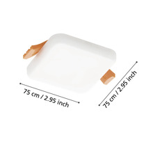 Spot LED încorporabil pătrat cu dimensiuni de 75 milimetri pe 75 milimetri.