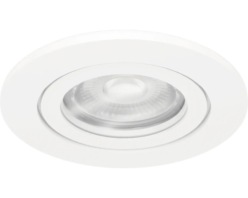 Spot LED încastrat rotund de culoare albă cu lentilă structurată pentru montaj în plafon.