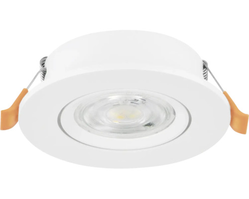 Spot LED încastrat rotund alb cu arcuri de montare.