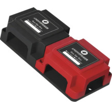 Set de module electronice AMOMOPower format dintr-o unitate neagră și una roșie cu orificii de montare.
