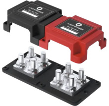 AMOMOPOWER Logo. Cutie de distribuție cu opt șuruburi de conexiune și două capace detașabile.
