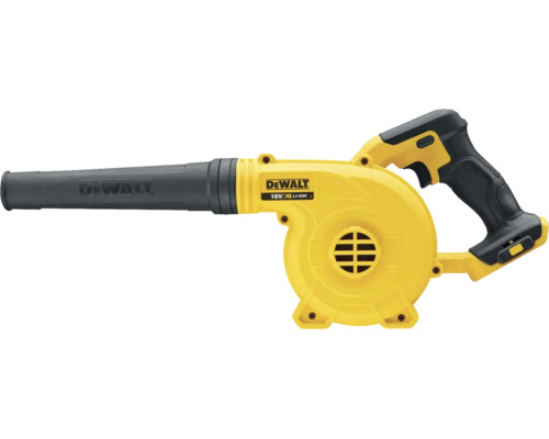 Suflantă cu acumulator DeWalt 18 Volt XR Lithium-Ion cu duză neagră și mâner ergonomic.