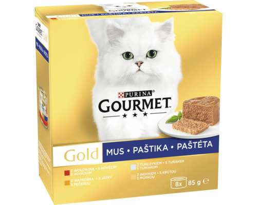 Purina Gourmet Gold hrană pentru pisici mus multipack 8 ori 85 grame diverse sortimente.