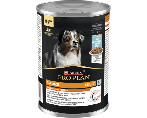 Purina Pro Plan hrană umedă pentru câini Adult All Size pește în jeleu conservă de 400 grame
