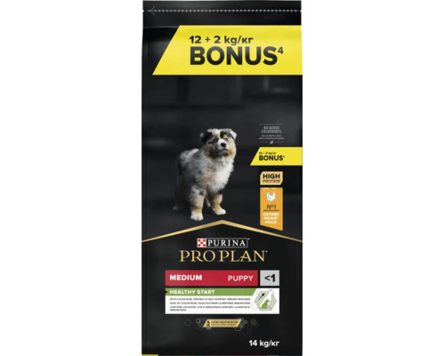 Purina Pro Plan Healthy Start hrană pentru căței de talie medie, pui, pachet bonus 14 kilograme