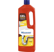Gel pentru desfundat țevi Misavan în flacon de 1 litru pentru curățarea eficientă a conductelor și scurgerilor.