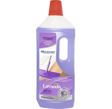 Detergent pardoseli Misavan lavandă, concentrat, pentru orice tip de pardoseală, flacon cu mâner.