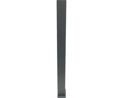 Stâlp de gard pătrat din metal în culoarea antracit.