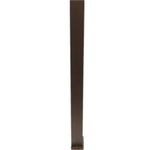 Stâlp de gard dreptunghiular din metal de culoare maro închis cu talpă de montare.