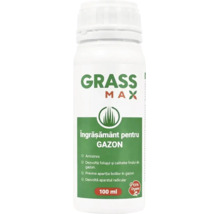 Îngrășământ organic pentru gazon Grass Max, flacon de 100 mililitri, 100 la sută organic.