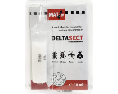 Insecticid MAT# Deltasect pentru combaterea furnicilor, gândacilor, țânțarilor și muștelor, 10 mililitri.