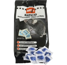 Raticid pastă proaspătă MAT Brody 2.5, pachet de 150 grame cu pliculețe de 10 grame, eficient după o singură ingerare.
