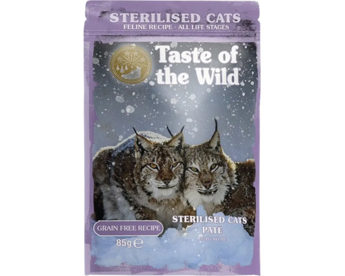 Taste of the Wild hrană umedă pentru pisici sterilizate, rețetă fără cereale, pateu, plic de 85 grame