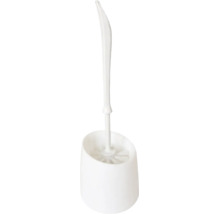 Set perie pentru toaletă alb din plastic cu perie și suport.