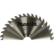 Pânză de ferăstrău circular Makita D-81309, 185 pe 30 milimetri, fabricată din metal cu dinți ascuțiți și fante de dilatare.
