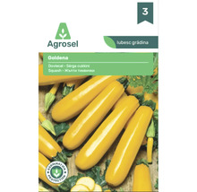 Plic cu semințe Agrosel pentru dovlecel galben Goldena cu imaginea mai multor dovlecei galbeni și sigiliul de protecție a germinării.