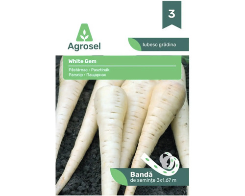Bandă de semințe de păstârnac Agrosel White Gem, 3 ori 1,67 metri.