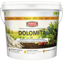 Îngrășământ dolomită Agrisol pentru fructe de pădure și roșii într-o găleată albă