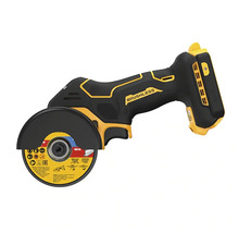 Polizor unghiular compact cu acumulator, motor fără perii, apărătoare de protecție și disc de tăiere pentru metal.