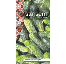Plic de semințe de castraveți Starsem Traditional soiul Crișan cu imaginea unor castraveți cornișon.
