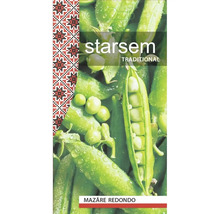 Semințe Starsem mazăre Redondo, plic de semințe cu imaginea unor păstăi de mazăre verde proaspătă.