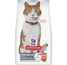 Hrană uscată Hill's Science Plan Sterilised Cat pentru pisici adulte de la 1 la 6 ani cu somon pentru controlul greutății.