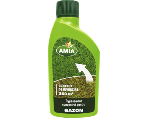 Îngrășământ concentrat pentru gazon AMIA pentru 250 metri pătrați cu efect de înverzire.