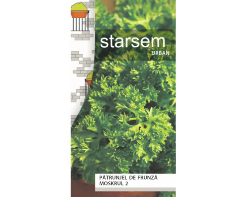 Plic de semințe pătrunjel de frunză Moskrul 2 Starsem Urban cu imaginea frunzelor verzi de pătrunjel creț