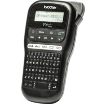 Aparat de etichetat Brother P-touch H110 cu tastatură QWERTY, ecran LCD și tăietor integrat.