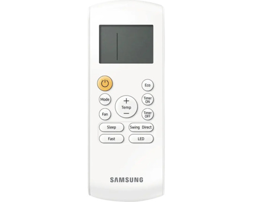 Telecomandă Samsung pentru aparate de aer condiționat cu ecran și logo Samsung.
