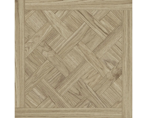 Pardoseală laminată sau parchet cu design Versailles, textură de lemn și cadru pătrat.