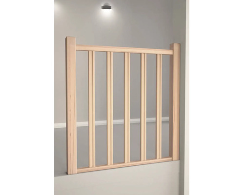Balustradă din lemn de rășinoase cu bare verticale pentru scări sau galerii.
