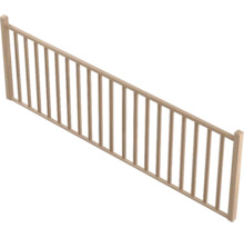 Balustradă din lemn cu bare verticale și doi stâlpi.