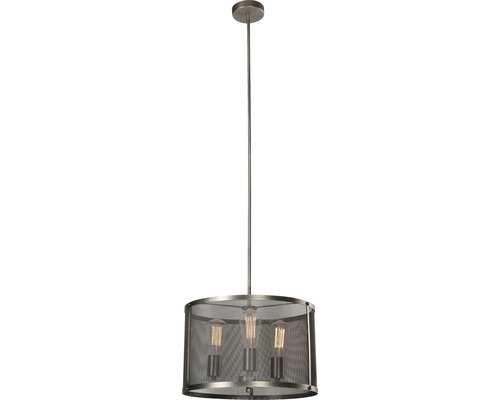 Lumină suspendată cu sită metalică și trei becuri