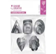 Set de 15 mini forme de decupat din metal Graine Creative în formă de triunghi, pătrat, cerc, inimă și floare.
