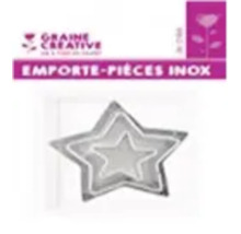 Logo Graine Creative, set de forme pentru tăiat fursecuri în formă de stea din oțel inoxidabil, de diferite dimensiuni.