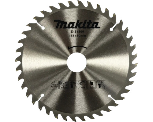 Pânză de ferăstrău circular Makita D-81309 pentru lemn, 185 pe 30 milimetri, 40 dinți.